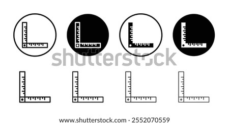 Ruler combined icon Black and white outline vector