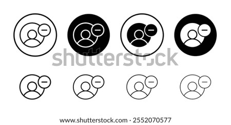 Remove user icon Black and white outline vector