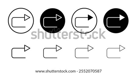 Redo icon Black and white outline vector