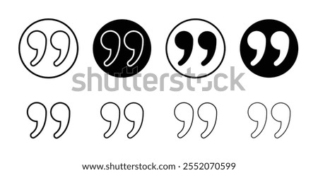 Quote right icon Black and white outline vector