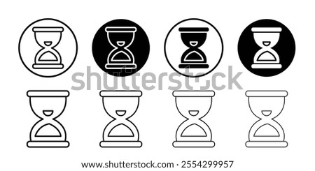 Hourglass end icon Black and white outline vector