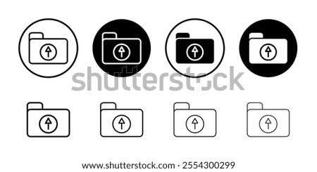 Folder upload icon Black and white outline vector