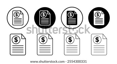 File invoice icon Black and white outline vector