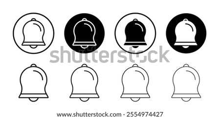 Bell ring icon Black and white outline vector