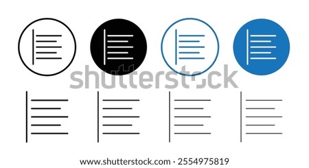 Align left icon Black and white outline vector