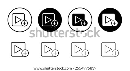 Add Video icon Black and white outline vector