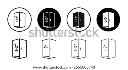 Shower cabin bathroom icon logo sign set vector outline