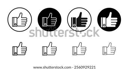 Thumbs Up icon Flat outline fill set collection