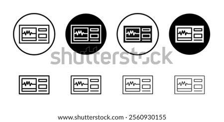 Portable electrocardiogram icon Flat outline fill set collection