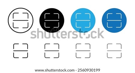 Scan button icon Flat outline fill set collection