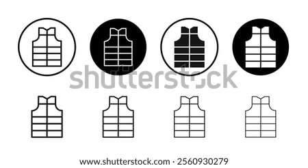 Reflective Police Vest icon Flat outline fill set collection