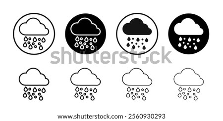 Rain icon Flat outline fill set collection