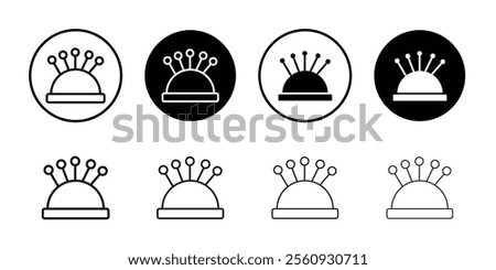 Pin cushion icon Flat outline fill set collection