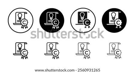 Intellectual property and copyright icon Flat outline fill set collection