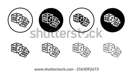 Dice games icon Flat outline fill set collection