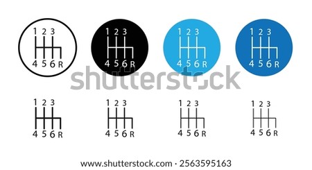 car manual shift lever icon Flat outline fill set collection