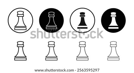 Chess king icon Flat outline fill set collection