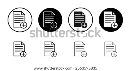 Add new document icon Flat outline fill set collection