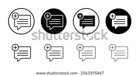 Add chat icon Flat outline fill set collection