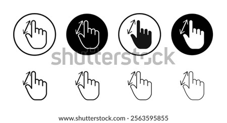 Zoom Gesture icon Flat outline fill set collection