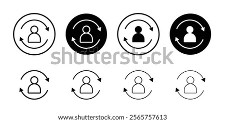 User switch icon Black and white outline vector