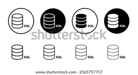 SQL server icon Black and white outline vector