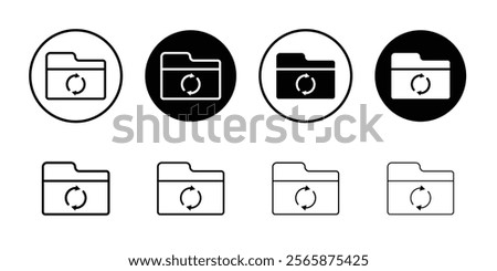 Folder sync icon Black and white outline vector