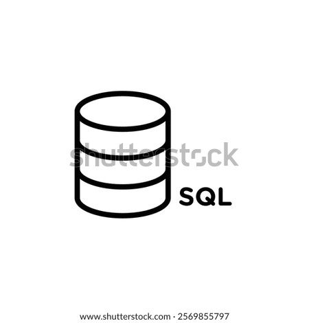 SQL server icon Black and white outline vector