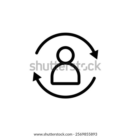 User switch icon Black and white outline vector