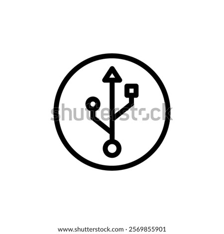 Usb icon Black and white outline vector