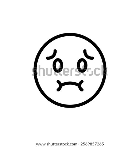 Nauseated emoji icon Black and white outline vector