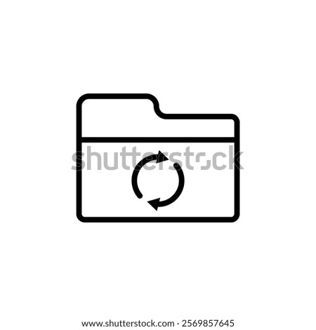 Folder sync icon Black and white outline vector