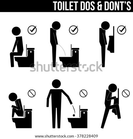 Toilet Do & Don'Ts Info Graphic Icon Symbol Sign Vector Pictogram ...