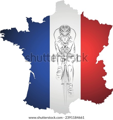 Cyclists on the French map. French bicycle race vector