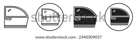 Car Door symbol Icon vector set collection in black and white for web app ui use. Sign mark of automotive  vehicle side  repair or secure by lock for protection. 