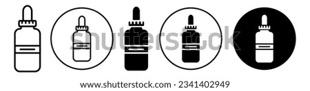 dropper bottle symbol icon flat outlined vector set collection of tincture solution of eye drops oil container mark for web app ui use. Skincare serum glass or plastic bottle with rubber pipette