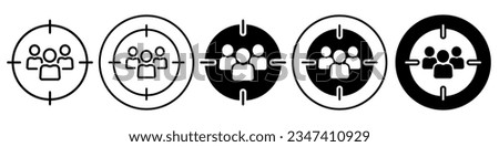 Target Audience symbol Icon. online Advertising to attract customer to buy from digital platform store. Vector set of acquiring specific buyer through marketing business. Logo of website seo community