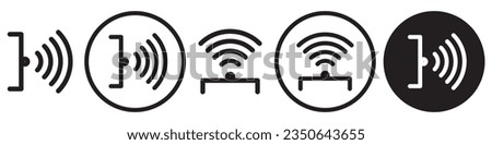 Infrared Icon. Symbol of tv remote with low beam of radio wave frequency to control the television set or computer. Vector set of electromagnetic beam or ray use in electronic product or equipment