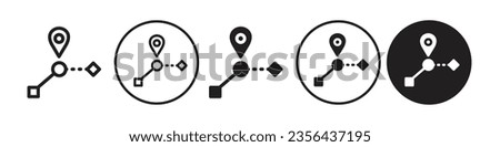 halfway icon. Mid path to success goal symbol. Vector set of half way education or work progress pin mark with location on map. Flat outline of travel destination start end map locator or navigation