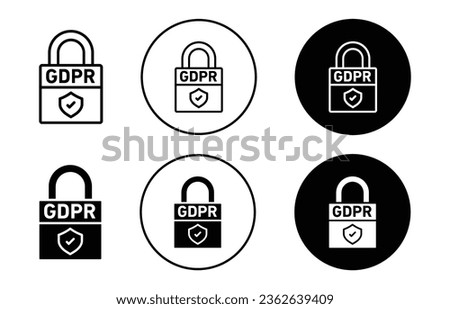 gdpr icon. General data protection regulation by European union law symbol. Online digital security lock vector. Private Database privacy shield sign. 