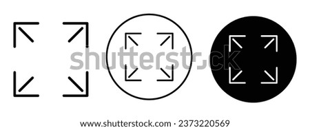 Full screen icon. Wide view of mobile display or movie player symbol set. Bigger multimedia screen option vector sign. Video Full screen mode to enlarge wider view line logo. Full screen button 