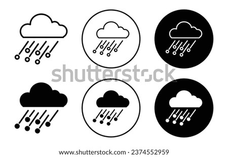 Hail icon. frozen ice pellet rain symbol set. Solid snow ice ball storm vector sign. Hail stone shower on road line logo. Cloud with frozen ice ball hail rain icon