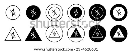 Camera flash off icon. No camera shoot with flash light allowed symbol set. Electric energy power usage prohibition vector sign. Disable mobile camera flash light off line logo. No torch icon