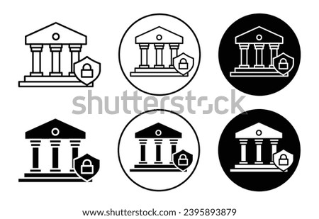 State Security icon. government or parliament building security system symbol set. Federal bank center or state administration office security service vector line logo