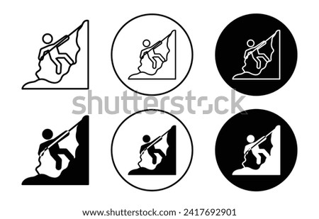 Rappelling vector icon set collection. Rappelling Outline flat Icon.