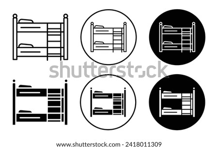 Bunk bed vector icon set collection. Bunk bed Outline flat Icon.