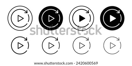 Playback vector icon set collection. Playback Outline flat Icon.