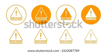 Disclaimer vector icon set collection. Disclaimer Outline flat Icon.