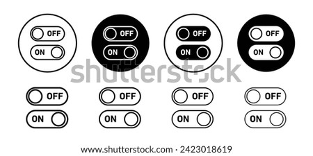 On off switch button slider toggle vector icon set collection. On off slider toggle Outline flat Icon.