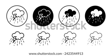 Thunderstorm vector icon set collection. Thunderstorm Outline flat Icon.